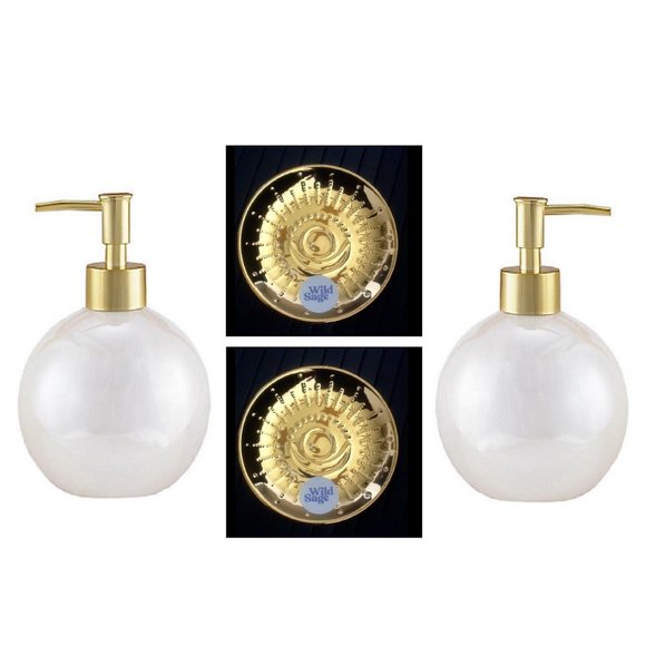 Wild Sage Bath 2 Wild Sage Iridescent Pearl Lotion Soap Dispensers 2 Cassidy Small Round